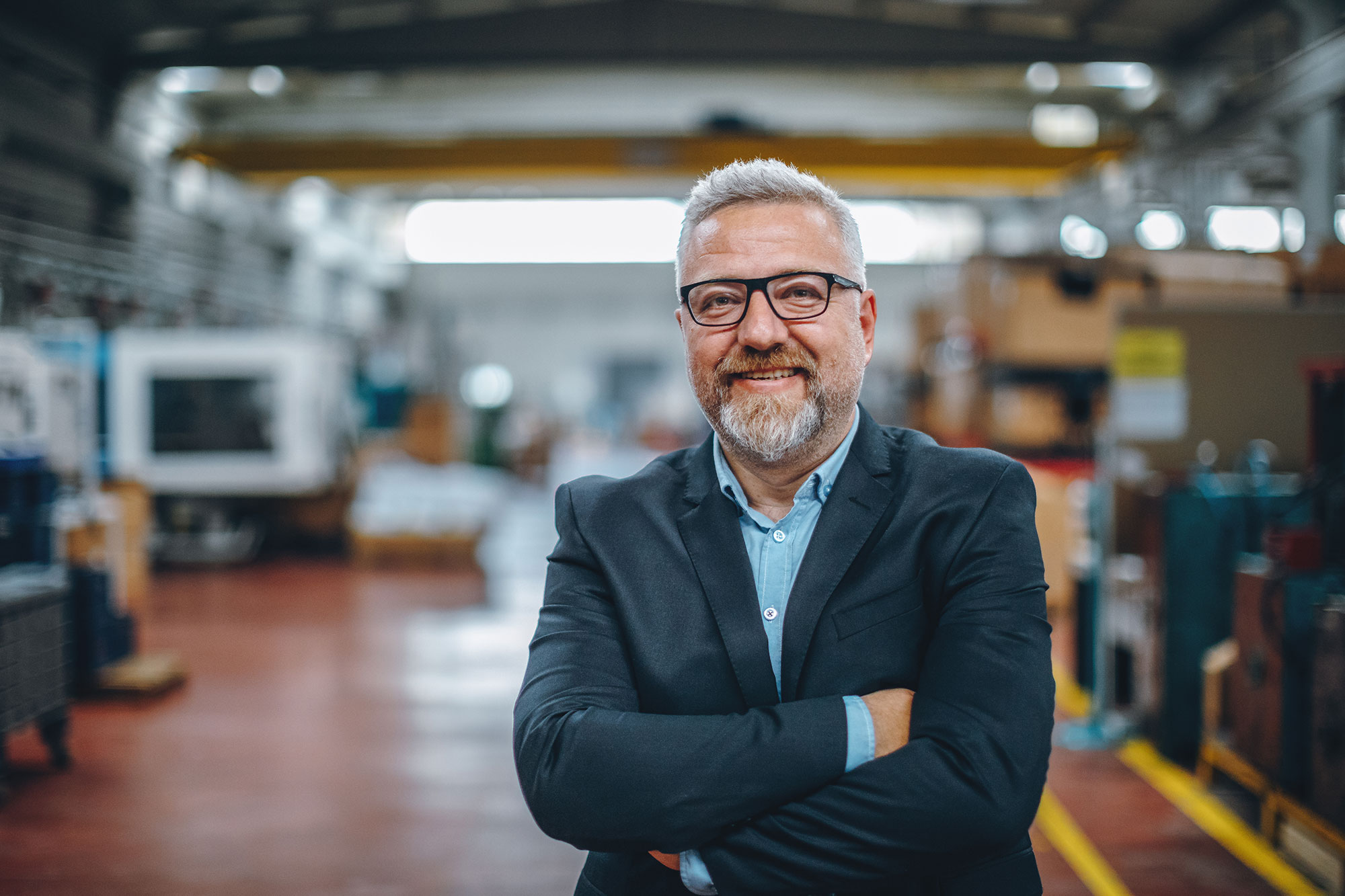 business man inside industrial area