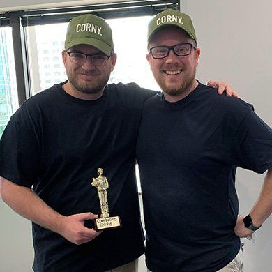 Men with trophy